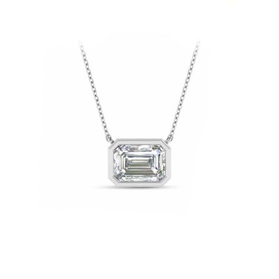 1 Ct Emerald CZ Bezel Pendant Necklace