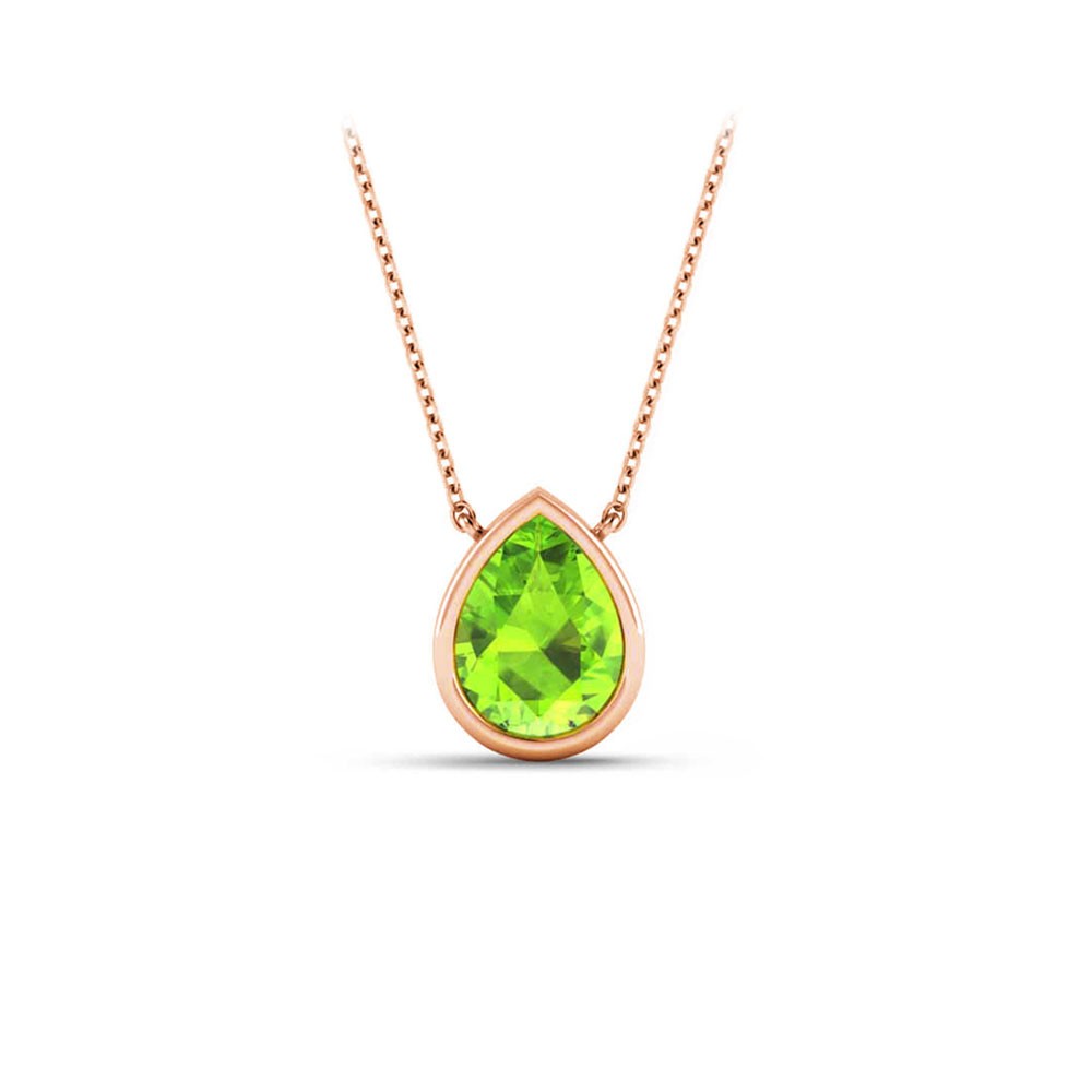 0.5 Ct Pear Birthstone Bezel Pendant Necklace