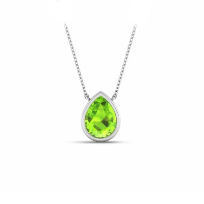 2 Ct Pear Birthstone Bezel Pendant Necklace