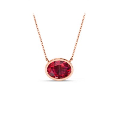 0.5 Ct Oval Birthstone Bezel Pendant Necklace