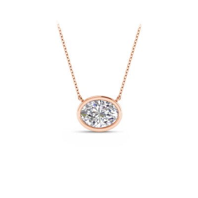 2 Ct Oval Lab Diamond Bezel Pendant Necklace