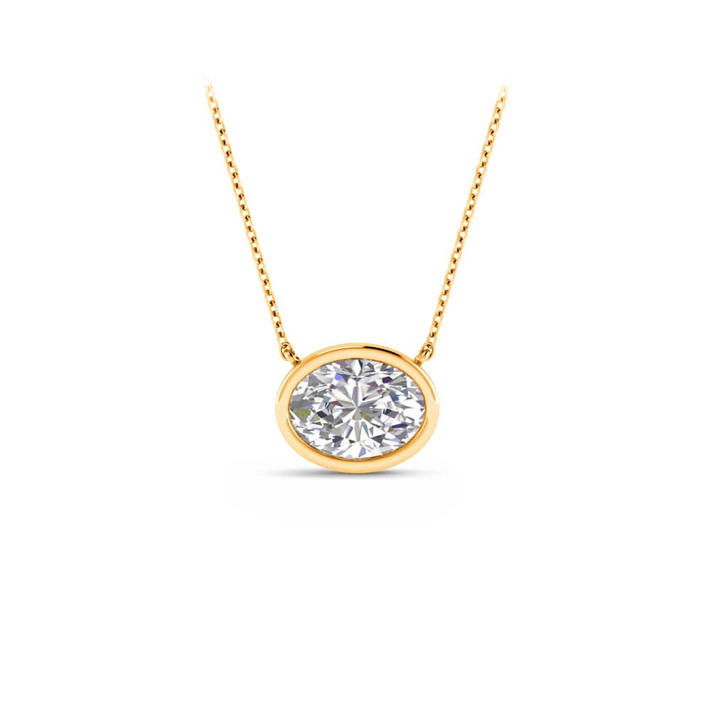 1 Ct Oval Moissanite Bezel Pendant Necklace