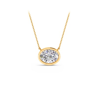 2 Ct Oval Lab Diamond Bezel Pendant Necklace