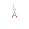 Silver Multi Color Gemstone Initial Necklace A