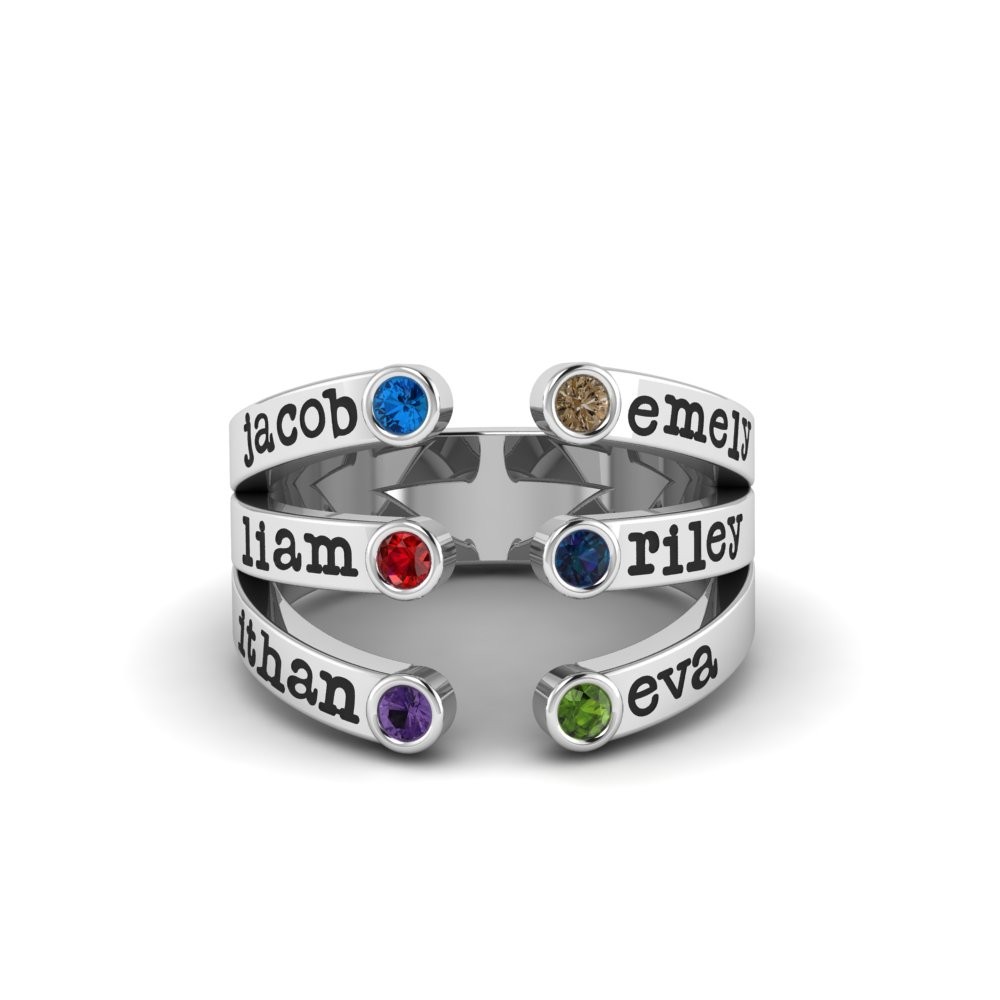 Six Birthstone Mothers Open Ring