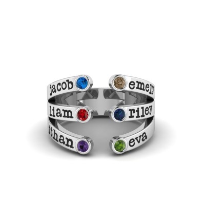 Six Birthstone Mothers Open Ring