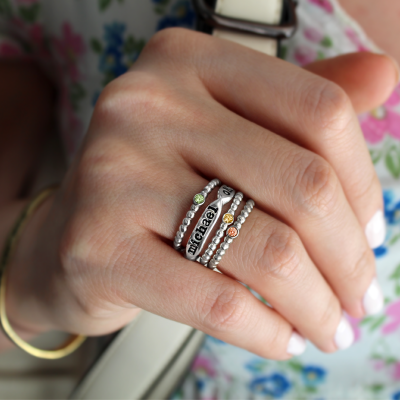 The Trio Birthstone Personalized Ring Stack