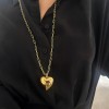 Sterling Silver Plated Large Puffy Heart Paperclip Necklace