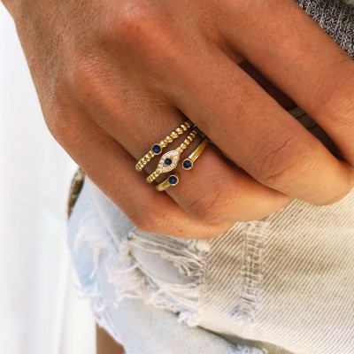 Evil Eye Birthstone Ring Stack