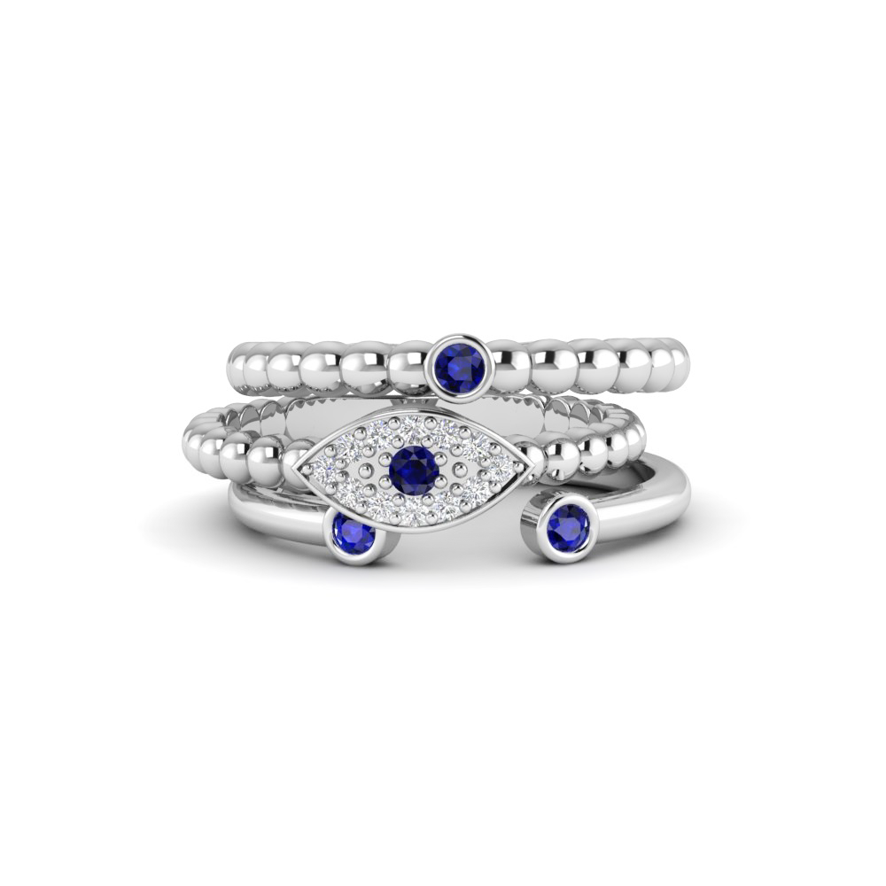 Evil Eye Birthstone Ring Stack