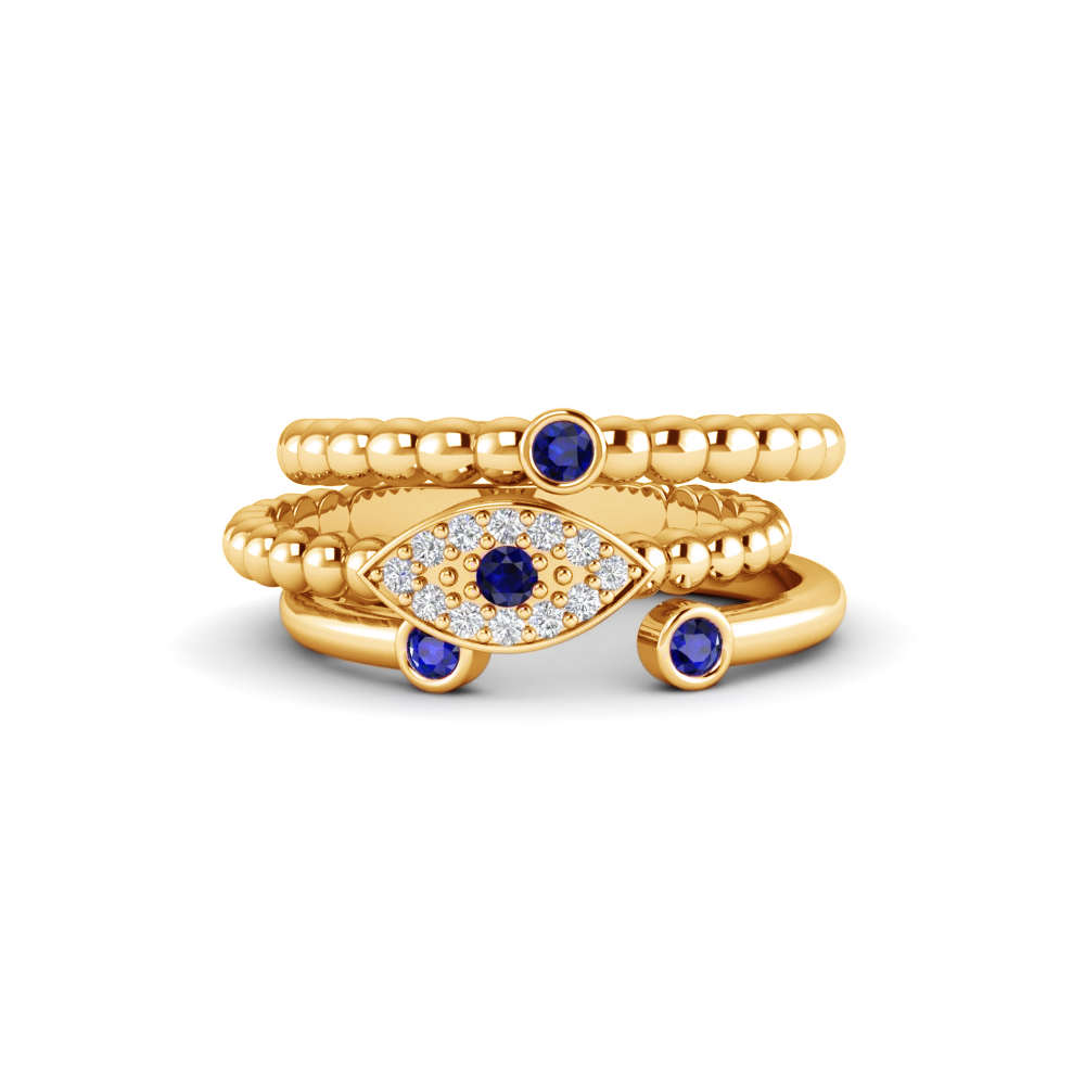 Evil Eye Birthstone Ring Stack