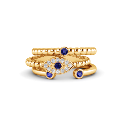 Evil Eye Birthstone Ring Stack