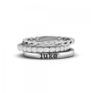 Diamond Twine Personalized Ring Stack