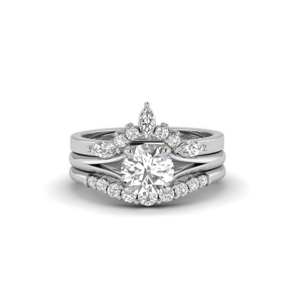 1 Ct Moissanite & Diamond Nesting Engagement Ring Stack