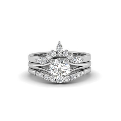 1 Ct Moissanite & Diamond Nesting Engagement Ring Stack