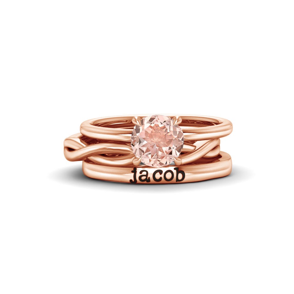 1 Ct Morganite True Love Personalized Engagement Ring Stack