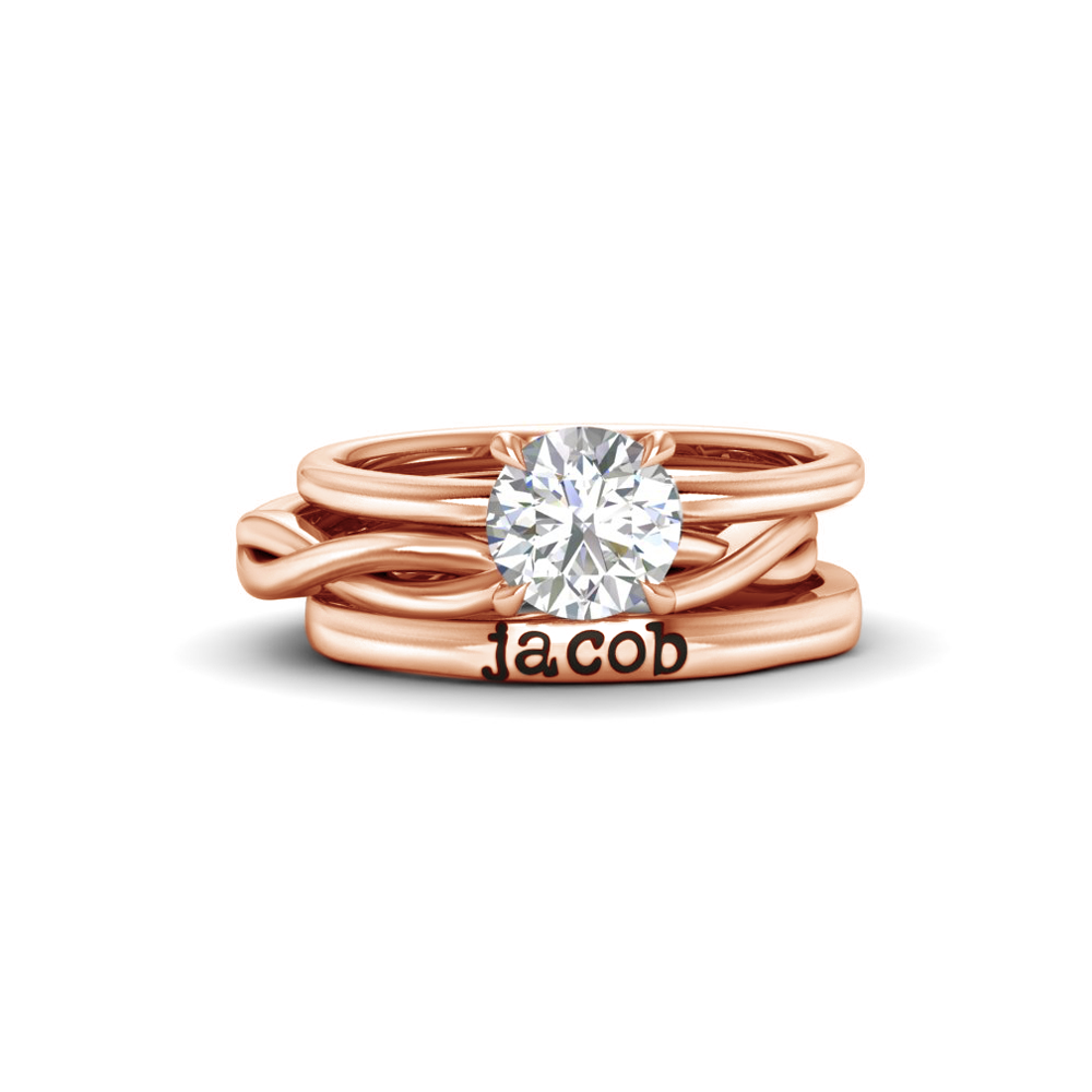 1 Ct Round Moissanite True Love Personalized Engagement Ring Stack