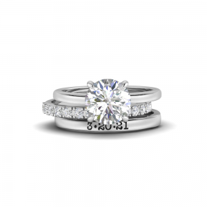 2.11 Ctw Round CZ Hidden Halo Engagement Ring Stack