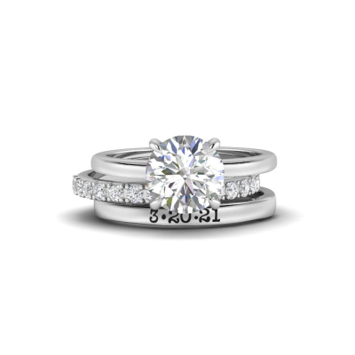 2 Ct Round CZ Hidden Halo Personalized Engagement Ring Stack