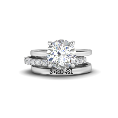 3 Ct Round CZ Hidden Halo Personalized Engagement Ring Stack