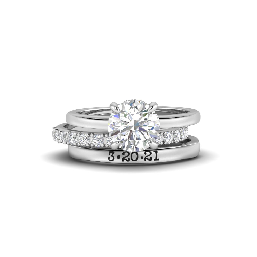 2 Ct Round CZ Secret Halo Personalized Engagement Ring Stack