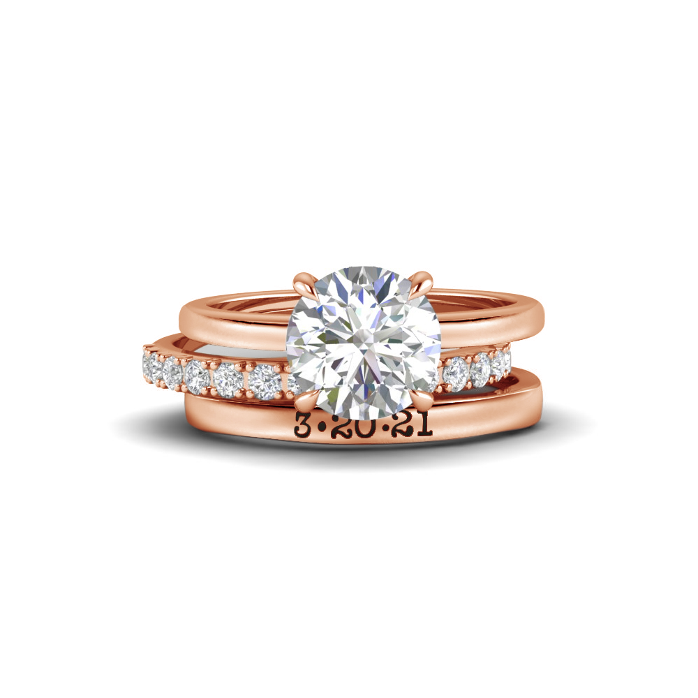 2.5 Ct Round Moissanite Secret Halo Personalized Engagement Ring Stack