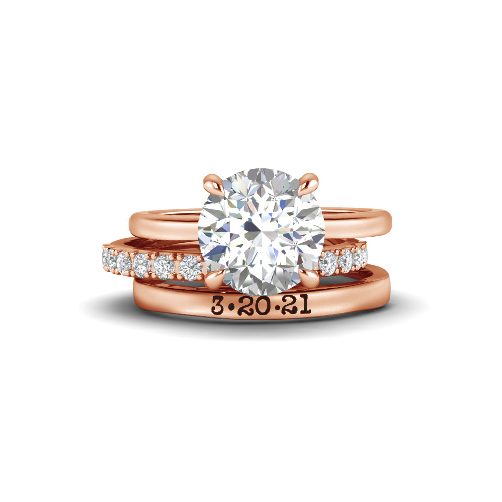 3 Ct Round CZ Secret Halo Personalized Engagement Ring Stack