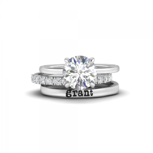 2 Ct Round Moissanite & 0.11 Ctw Diamond Secret Halo
  Personalized Engagement Ring Stack