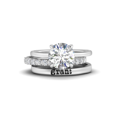 2.11 Ctw Round CZ Secret Halo Personalized Engagement Ring Stack