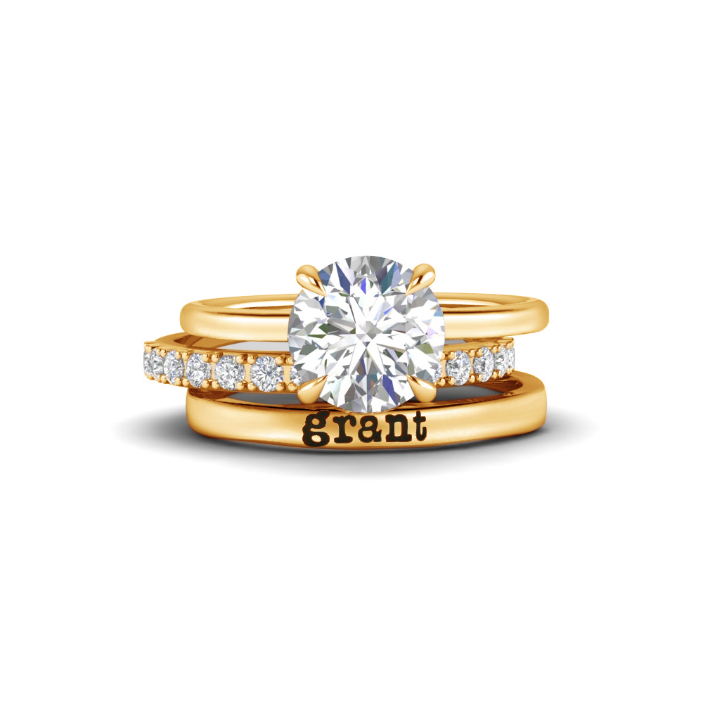 2 Ct Round Moissanite & 0.11 Ctw Diamond Secret Halo
  Personalized Engagement Ring Stack