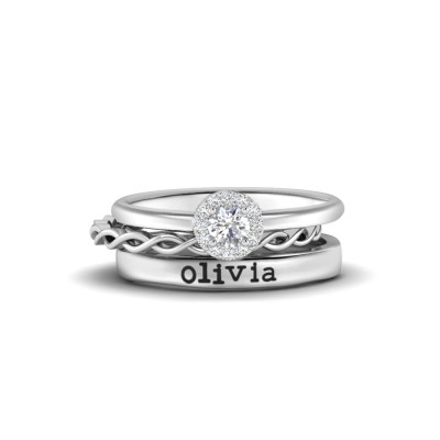 Twine Halo Personalized Promise Ring Stack