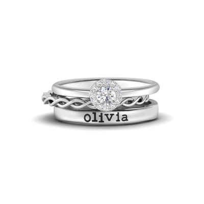 Twine Halo Personalized Promise Ring Stack