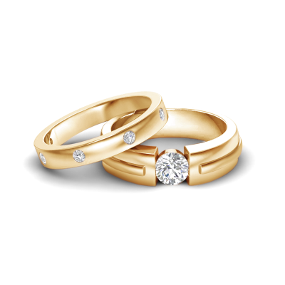 Moissanite Tension Set Wedding Bands Couples Rings Set