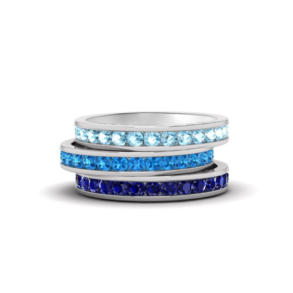 3 Ctw Channel Set Birthstone Eternity Ring Stack