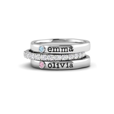 Born in Love Birthstone Name Ring Stack