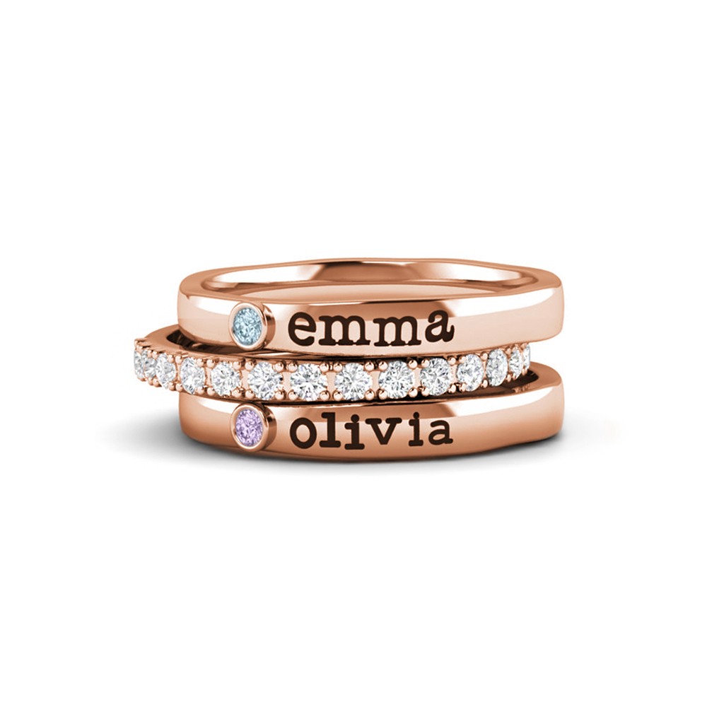 Born in Love Birthstone Name Ring Stack
