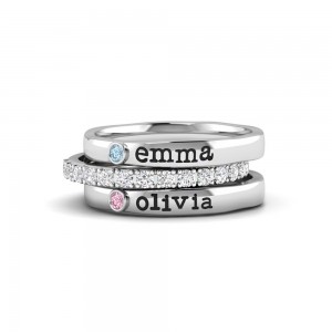 Born in Love Birthstone Name Ring Stack