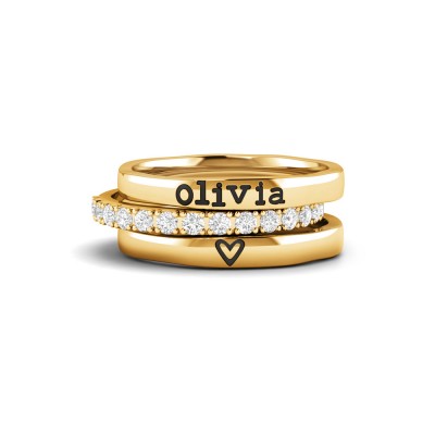 Love You Personalized Ring Stack