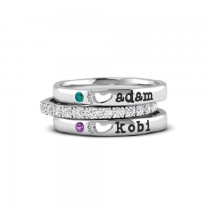 Baby Feet Birthstone Name Ring Stack