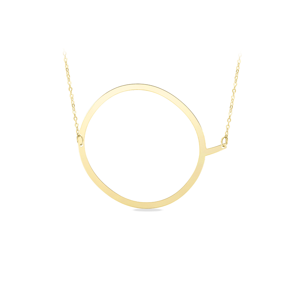 Large Gold Initial Necklace Q