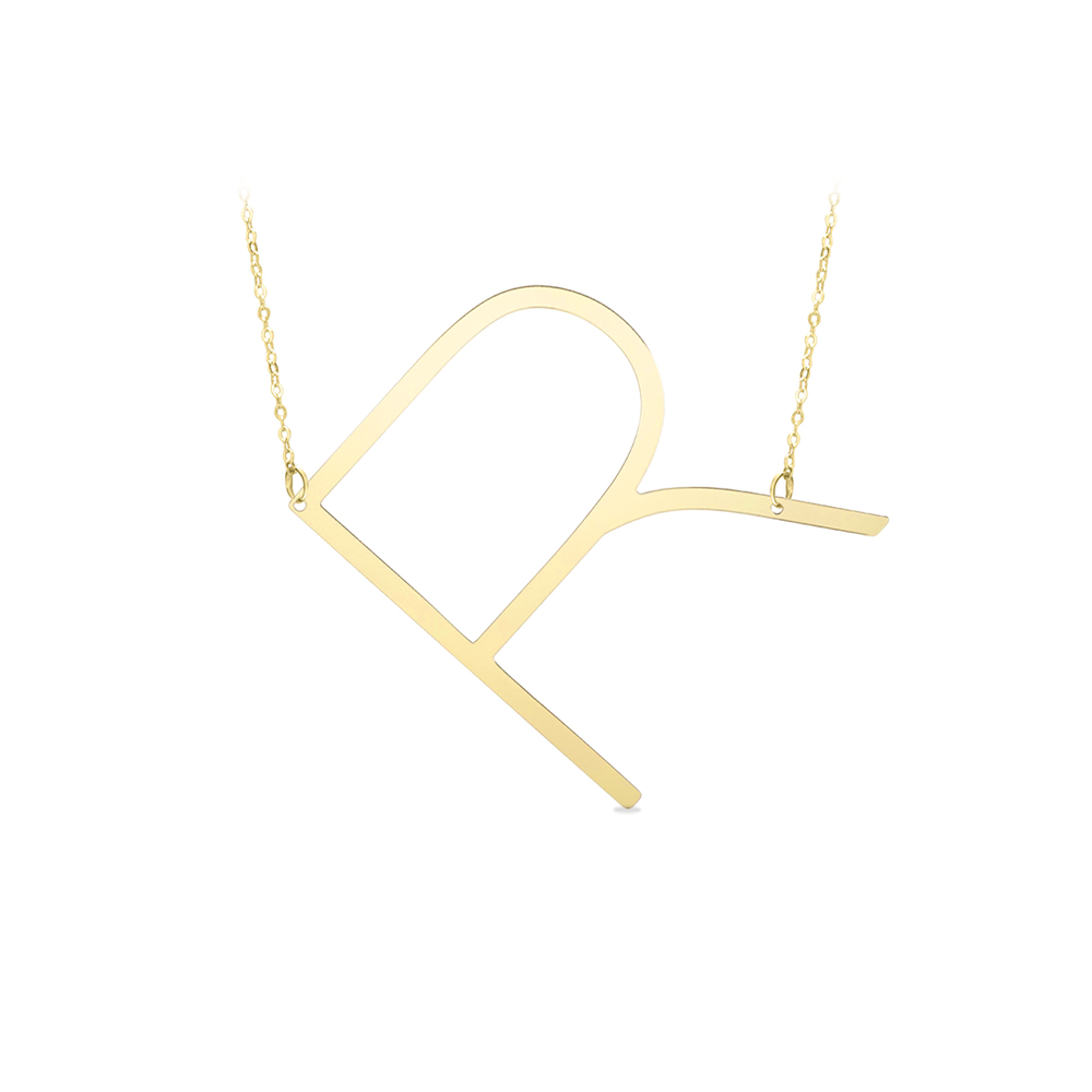 Large Gold Initial Necklace R