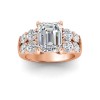 3.5 Ct Emerald Moissanite & 1.50 Ctw Lab Diamond Wide Band Engagement Ring