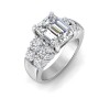 3 Ct Emerald Premium Lab Diamond & 1.50 Ctw Wide Band Engagement Ring