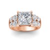 3 Ct Princess Moissanite & 1.50 Ctw Lab Diamond Wide Band Engagement Ring
