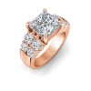 3 Ct Princess Moissanite & 1.50 Ctw Lab Diamond Wide Band Engagement Ring