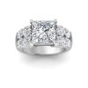3 Ct Princess Lab Diamond & 1.50 Ctw Wide Band Engagement Ring