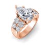 3 Ct Pear Lab Diamond & 1.50 Ctw Wide Band Engagement Ring