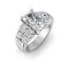 4 Ct Radiant Lab Diamond & 1.50 Ctw Wide Band Engagement Ring