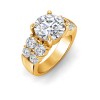 3 Ct Round Lab Diamond & 1.50 Ctw Wide Band Engagement Ring