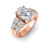 5 Ct Oval Moissanite & 1.50 Ctw Lab Diamond Wide Band Engagement Ring